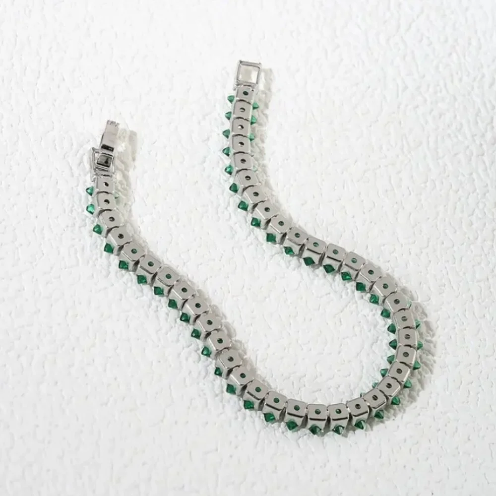 2ct Green Emerald Womens 14K White Gold Oval Gemstone Tennis Bracelet New Silver - Picture 9 of 10